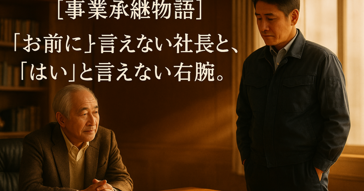 【事業承継物語】第二話：「お前に継いでほしい」と言えない社長と、「やります」と言えない右腕。