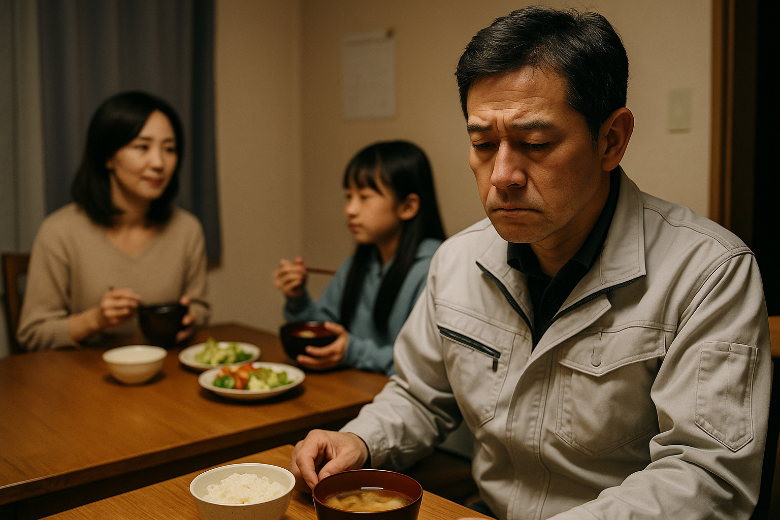 悩む社長の食卓風景