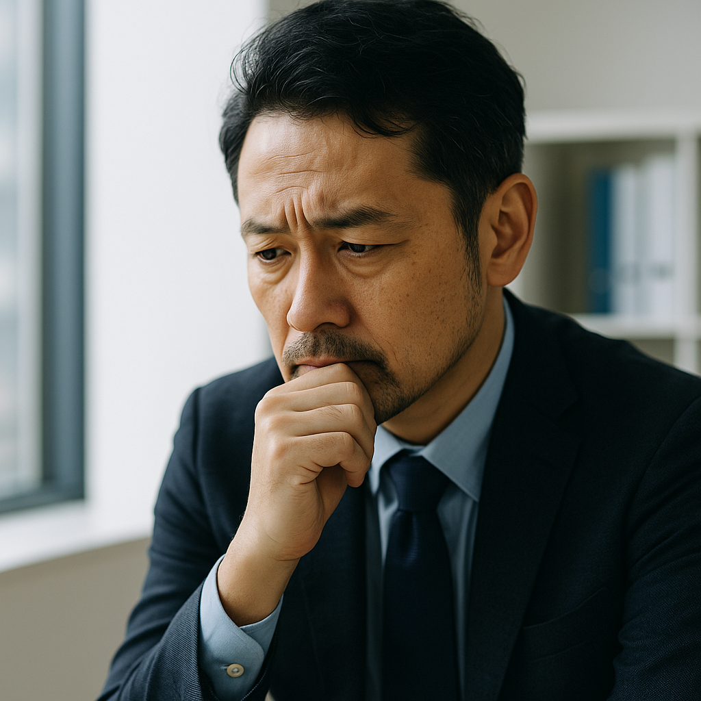 悩む経営者の写真