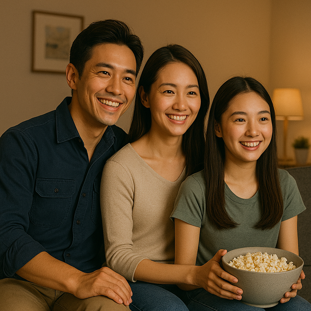 家族で映画を楽しむアフター風景