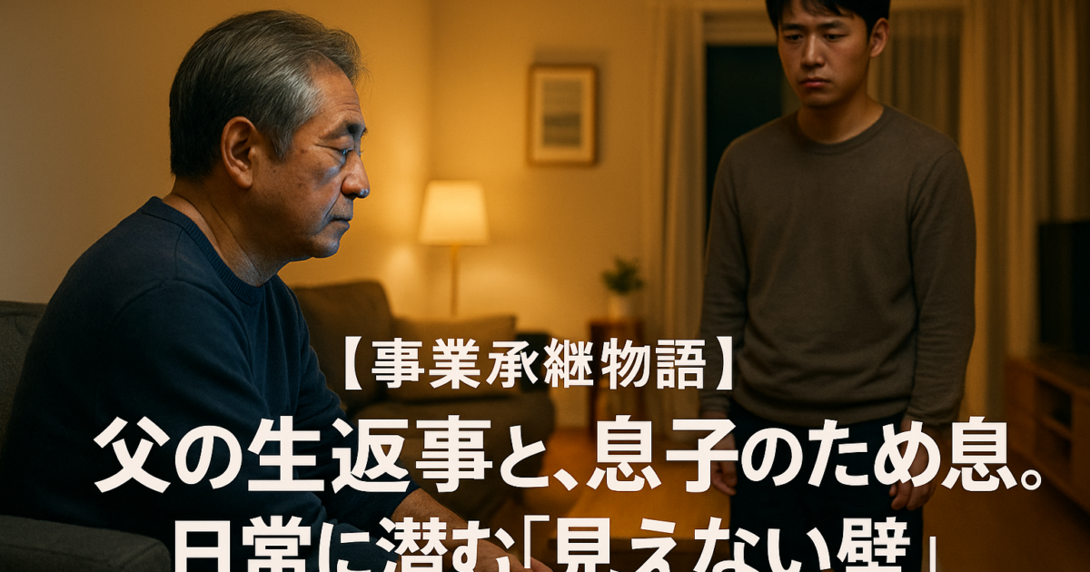 【事業承継物語】第一話：父の生返事と、息子のため息。日常に潜む「見えない壁」