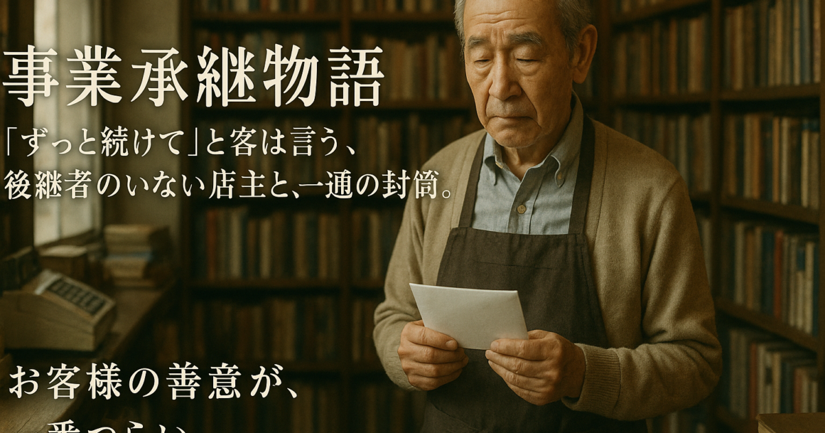 【事業承継物語】第三話：「ずっと続けて」と客は言う。後継者のいない店主と、一通の封筒。