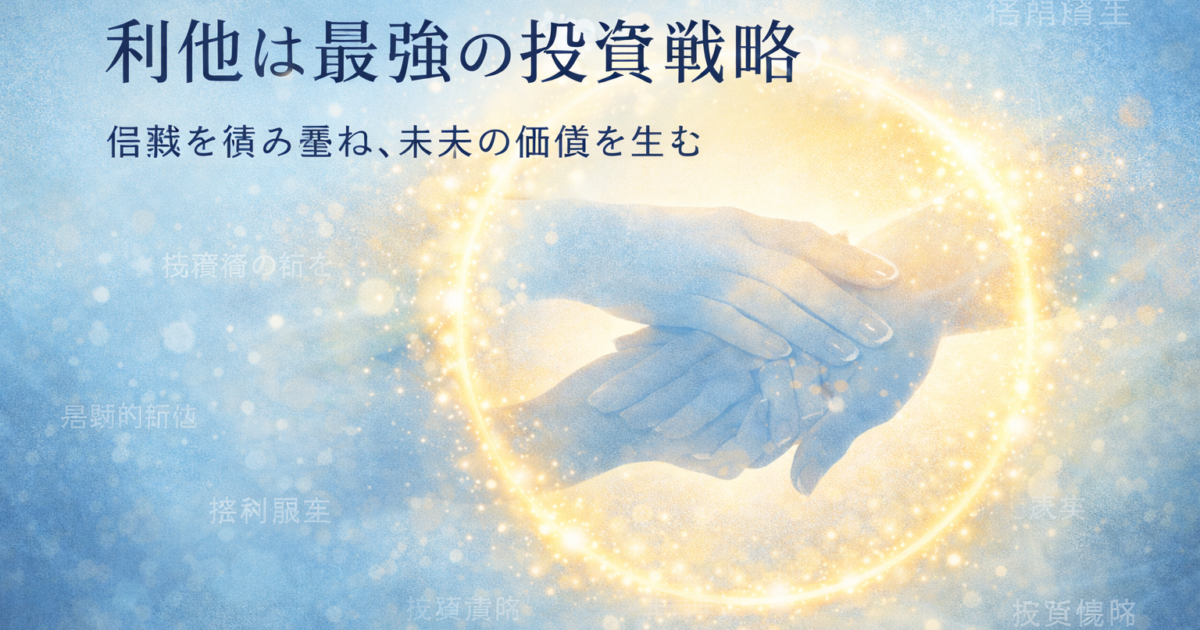 【経営×投資】なぜ成功する社長はお人好しなのか？「利他」こそ最強の投資戦略である理由